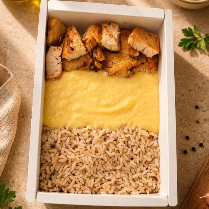 Frango em Cubos com Creme de Milho