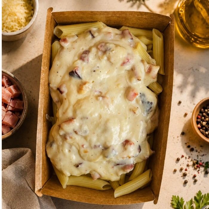 Penne ao Molho de Queijo com Bacon